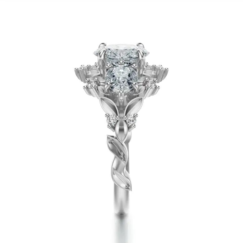 Pierścionek liście białe złoto SBPZ_029